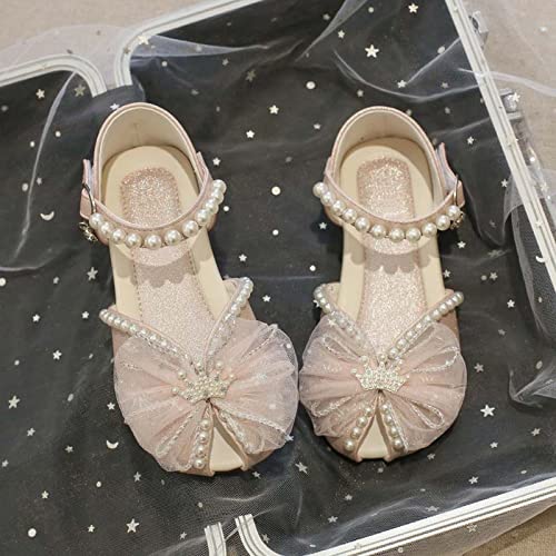 Toddler Kids Girls Dress Casual Sandal Mesh Bow Closed-Toe Mary Jane Shoes Ballerina Satin Ankle Wedding Shoes2