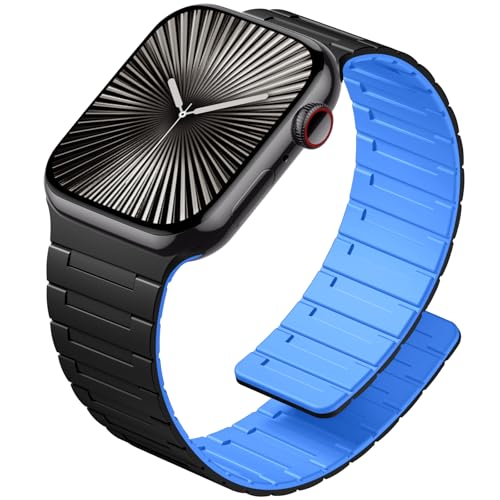 SNBLK Magnetic Watchband Compatible with Apple Watch for Men 44mm 45mm 46mm 49mm 42mm 41mm 40mm 38mm Women, Silicone Sport Strong Magnet Strap for iWatch Series 11 Ultra 3 Ultra 2 Se 10 9 8