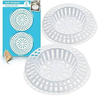4pk Plastic Sink Strainer | Kitchen Sink Strainer Plug | 7cm x 7 cm Sink Plug Strainer | Plug Hole Hair Catcher | Sink Strainer Plug | Bathroom Sink Strainer | Sink Drain Strainer with SOL Notebook