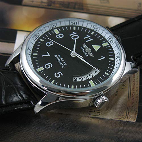 Vigoroso WA068.H Men'S Sport Day Date Black Leather Automatic Self Winding Watch thumb #2