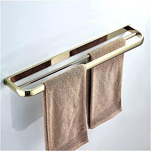 Double porte-serviettes mural 57 cm bronze antique étagère de rangement cuisine