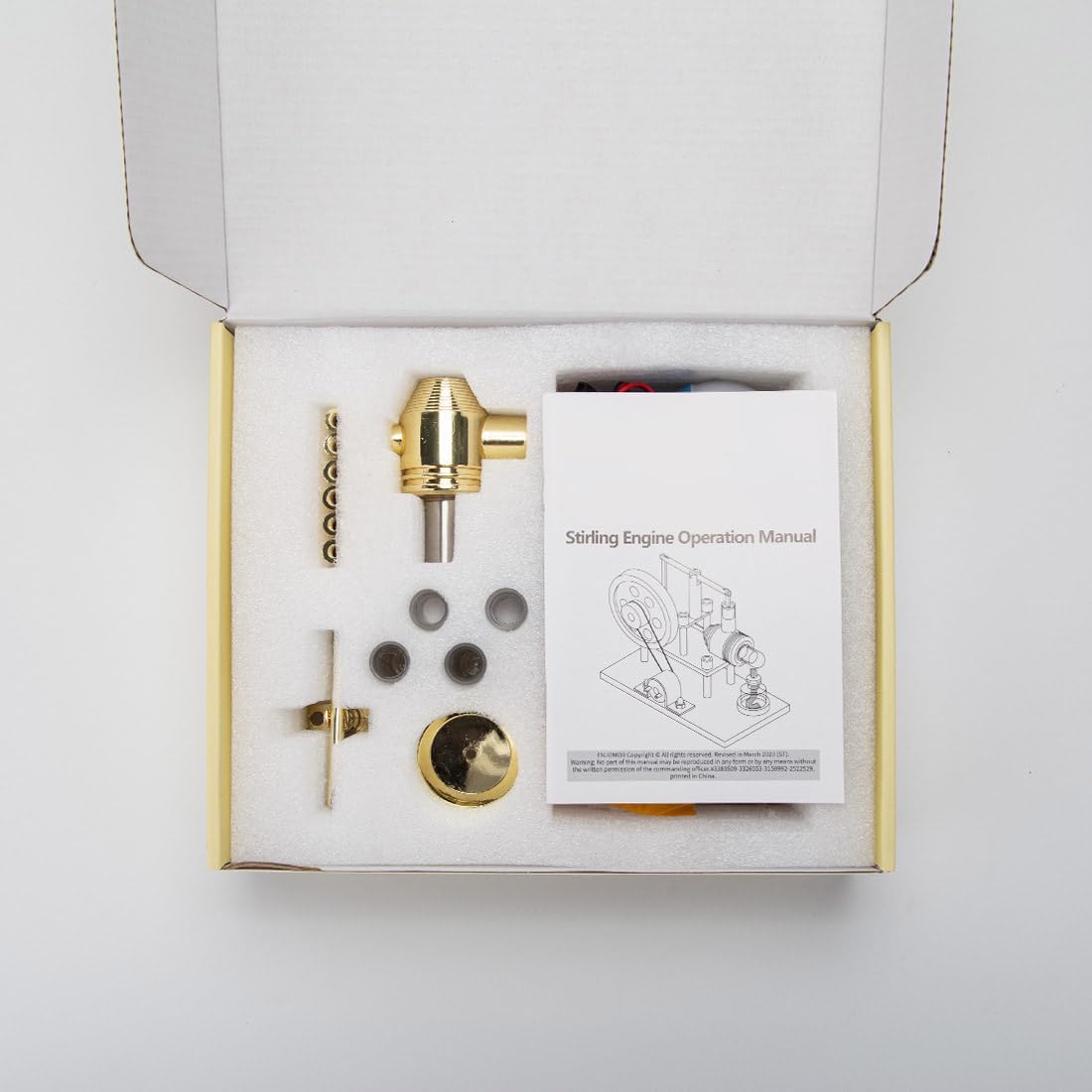 Stirling Engine Model Kit for Adults, Hot Air Stirling Engine DIY Assembly Balance Metal Engine Motor Model, Electricity Generator Mini Engine Kit Engine Building Kit Gift