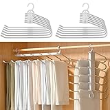 6 in 1 Hosenbügel Platzsparend, 2 Stück rutschfeste magische Hosenbügel,Mehrfach-Kleiderbügel,Jeder kann 6 Stück aufnehmen Anzughosen,Hosen, Jeans, Schals, Handtücher,Krawatten .