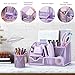 15 Pcs Purple Office Supplies Set Mesh Desk Organizer Accessories Kit Include Stapler Tape Dispenser Staple Remover Clips Ruler Scissors Sticky Notes for Office School Home Women (Purple)