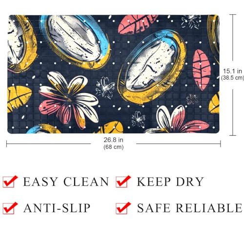 Tapis de bain antidérapant Art Florals extra long à séchage rapide pour douche - 5