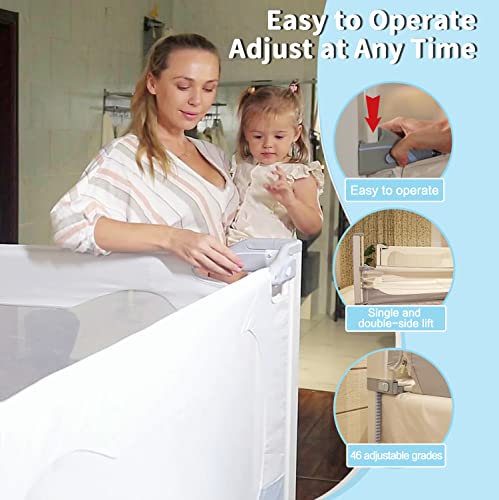 Letmudla Bed Rail For Toddlers, 74.8'' Easy To Assemble Toddler Bed Rail Sturdy Bed Rail, Height Adjustable Toddler Bed Rails No Gap, Bed Guard For Twin Double Full Size Queen & King Bed (Pack Of 1) #TOP3