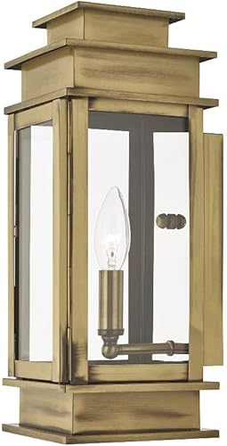 Miniatura 9 de Livex Lighting 2013-07 Princeton - Linterna de pared para exteriores, bronce, 14 "x 5.5" x 14"