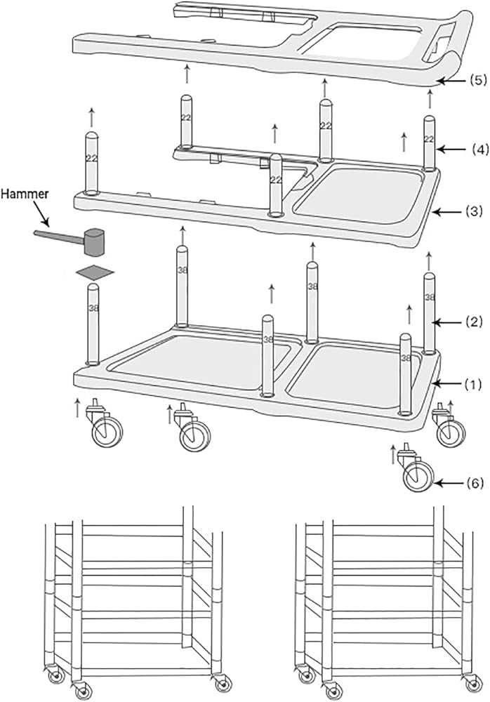 Carrito utilitario rodante de 3 niveles con ruedas, estantería móvil resistente para cocina y organización, carrito de servicio de almacenamiento de grado comercial