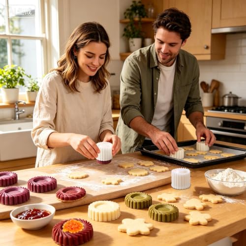 Foto von 3 Stück Kreative Doppelseitige Gebäckform,2-in-1 Mooncake Form&Keksstempel