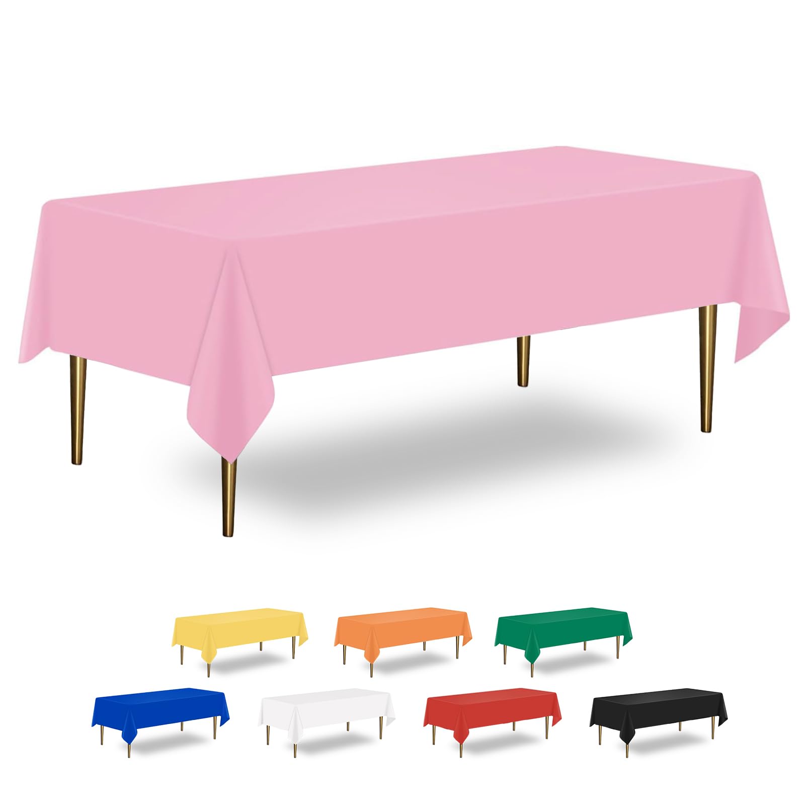 Xhda Pink 6 Pack Party Table Cloth, 54" X 108", Plastic, Wipeable, Rectangular, Waterproof, Kids Birthday Party Tablecloth