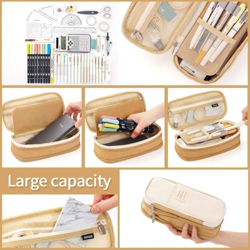 Image of Big Capacity Pencil Cases with Compartments Pencil Pouch Aesthetic for Kids Teen Students, Expendable Stationery Organizer Pen Bag for College School Office