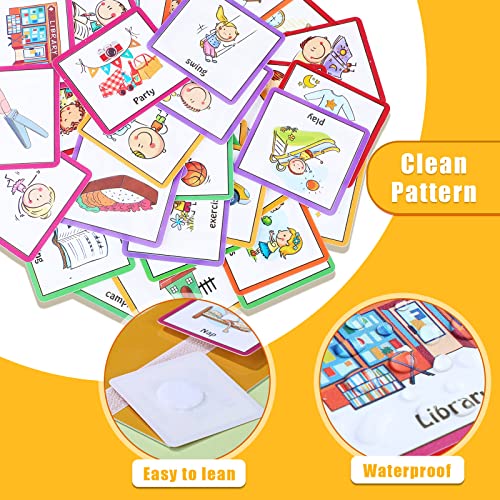 Geyee 60 Pcs Kids Visual Schedule Cards Daily Routine Chart Visual Wall Planner Cards Bulk for Autism Learning Materials Aspergers ADHD Home School Education Behavioral Tool(Yellow) - Image 5