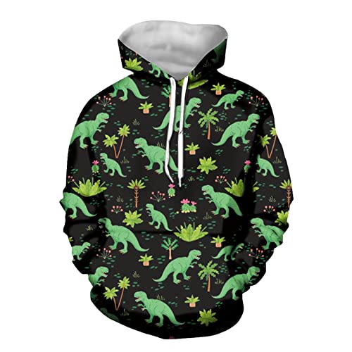 Image of Forchrinse Green Palm Tree Sea Beach Mens Hoodies Pullover Long Sleeve Fleece Hoodie Cozy Sport Casual Outwear