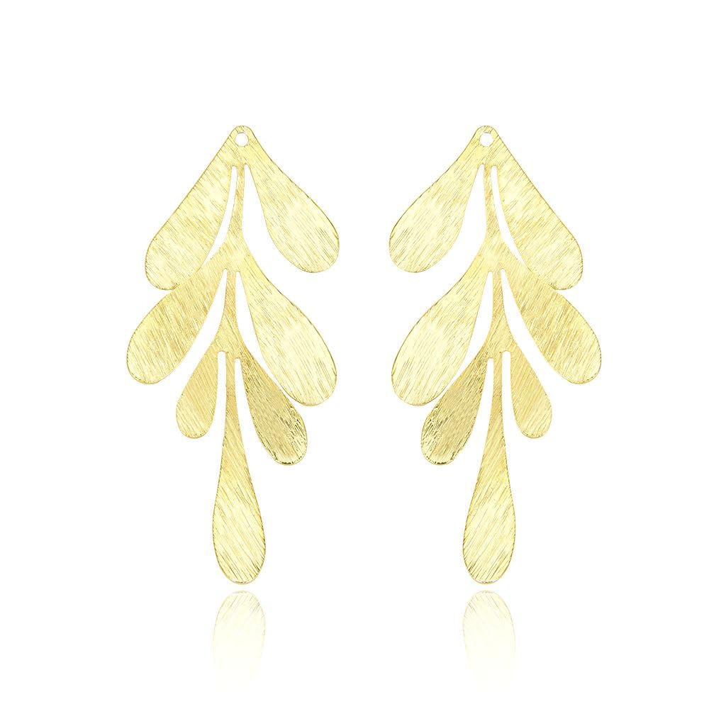 10pcs Adabele Tarnish Resistant 62mm Large 7-Petal Leaf Drop Pendant 18K Yellow Gold Plated Brushed Brass Earring Findings for Craft Jewelry Making BF-B6