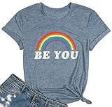 Be You Gay Pride T Shirt LGBT Rainbow Tees for Women Summer Casual Vacation Shirts Letter Print Short Sleeve Lesbian Tops