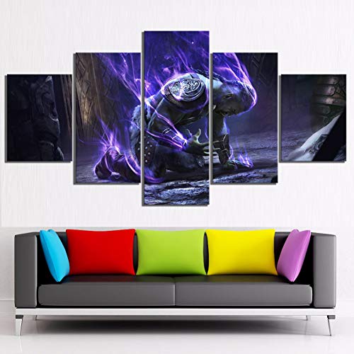 ADGUH Cuadro sobre Lienzo5 Piezas The Elder Scrolls Legends Game Poster Paintings Artwork Canvas Art Warrior Pictures Pinturas de Pared Impresiones en Lienzo