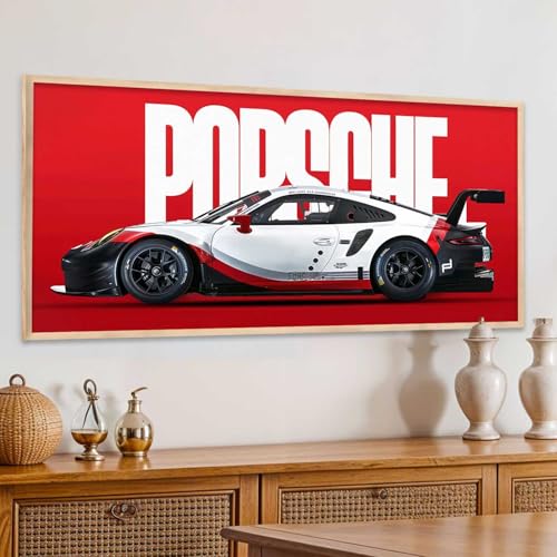 Image of walllane Big Porsche 911 GT3RS Car Framed Posters Gift Items for Boys Room Wall Decoration Bedroom Living Room Office Studio Decor | Car Poster Frame for Wall Decor Set Of 1Size(10 x 19 inch)