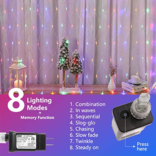 Woohaha LED Net Mesh Fairy String Decorative Lights 192 LEDs 9.8ft x 6.6ft with 30V Safe Voltage for Christmas Outdoor Wedding Garden Decorations (192LED, Multicolor)