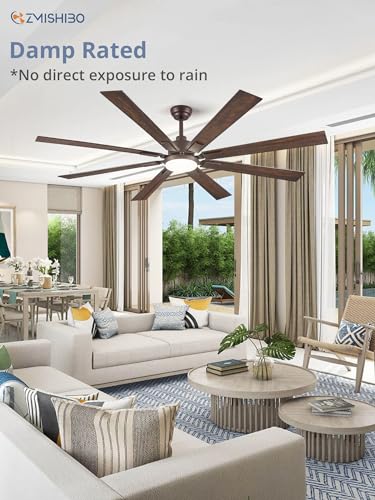 ZMISHIBO 72 inch Oil Rubbed Bronze Ceiling Fans with Lights and Remote, Indoor/Outdoor Farmhouse Ceiling Fan for Living Room Patio, 6 Speed Reversible Quiet DC Motor, 3CCT, Dual Finish Blades thumbnail 8