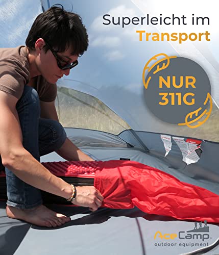 AceCamp® Faltbare Thermomatte Isomatte Outdoor Camping Ultraleicht [186x56cm - Rot] - Wasserdicht leicht & kompakt - Faltbare Yogamatte reise - Strandmatte gepolstert faltbar - Isomatte Schaumstoff