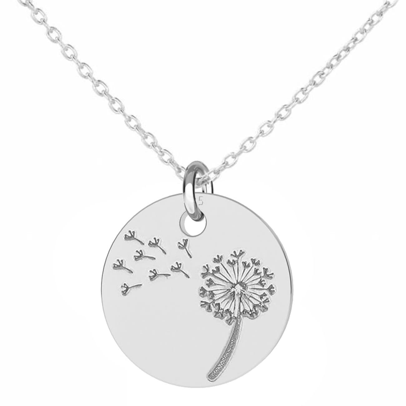 FASHIONS FOREVER HOUSE OF PREMIUM FASHION JEWELLERY 925 Solid Sterling Silver Dandelion Wish Flower Engraved Necklace Pendant Set Gift Boxed