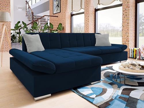 Mirjan24 Ecksofa Malwi mit Regulierbare Armlehnen Design Eckcouch mit Schlaffunktion Bettkasten L-Form Sofa Couch Wohnlandschaft (Kronos 09 + Kronos 09 + Paros 05, Ecksofa: Links) – Bild 3
