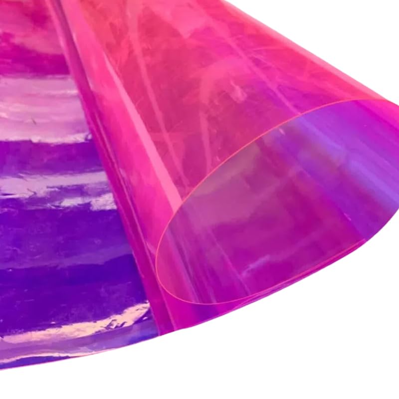 Holographic Clear PVC Vinyl Pink Mirrored Foil Fabric 20cm*95cm Iridescent Laser Transparent Film for DIY Crafts