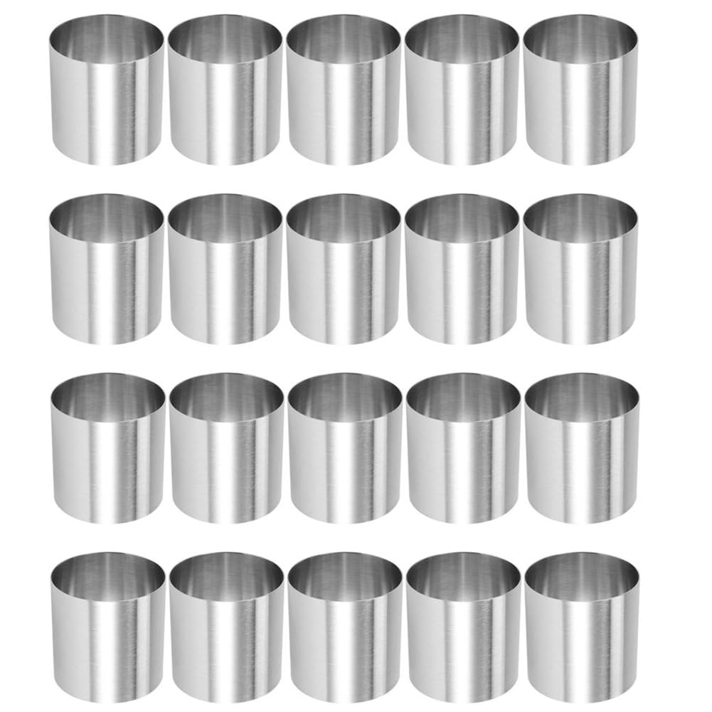 Hndhbfgrt 20 Pieces Stainless Steel Mousse Rings Kitchen Baking Pastry Tool for Tart,Fondant,Etc