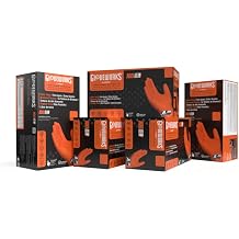 GLOVEWORKS HD Orange Nitrile Disposable Gloves 8 Mil Raised Diamond Texture 1000