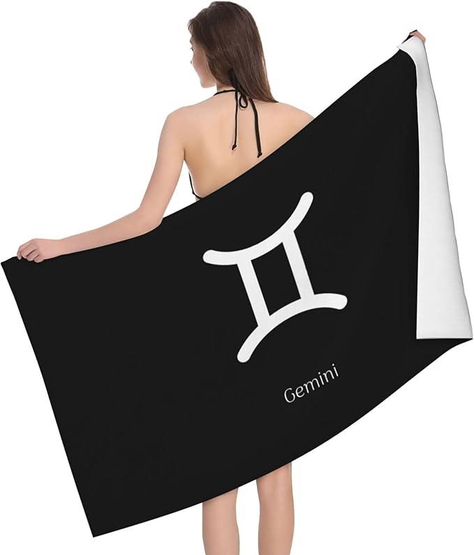 Gemini Sign Beach Towels Large Quick Drying Sand Free Beach Towel, for Beach, Swimming Pool, Camping