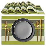 IPEA Tischsets Abwaschbar 45 x 30 cm - 6er Set - Für Abendessen, Mittagessen, Frühstück - Hitzebeständig, rutschfest, Schmutzabweisend für Küchentisch und Wohnzimmer - Platzsets Abwischbar - Grün