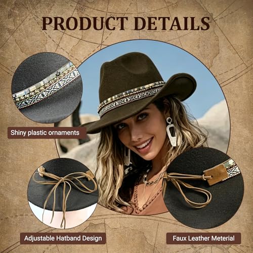 Image of Cowboy Hat Bands for Men and Women,Hatbands Belt for Cowboy /Western /Fedora /Cowgirl Hats Multicolor