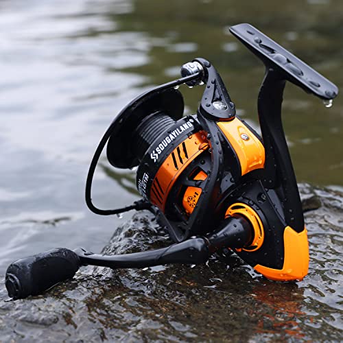 Sougayilang Fishing Reel, Ultralight Spinning Reel With Aluminum Spool, 5.2:1 High Speed Spinning Fishing Reel, 1000-6000 Series For Freshwater-Orange 1000 #TOP6