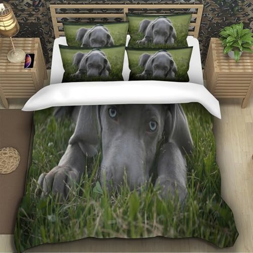 Housse de couette chiot gris lit 140x200 imprimé animal nature