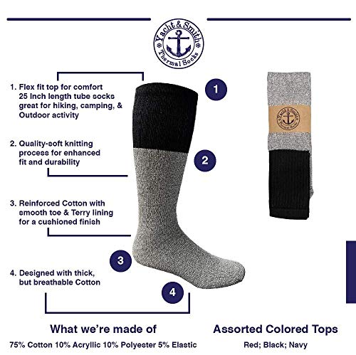 Image of Yacht & Smith Mens & Womens Cotton Thermal Crew Socks, Cold Weather Boot Sock Shoe Size 8-12