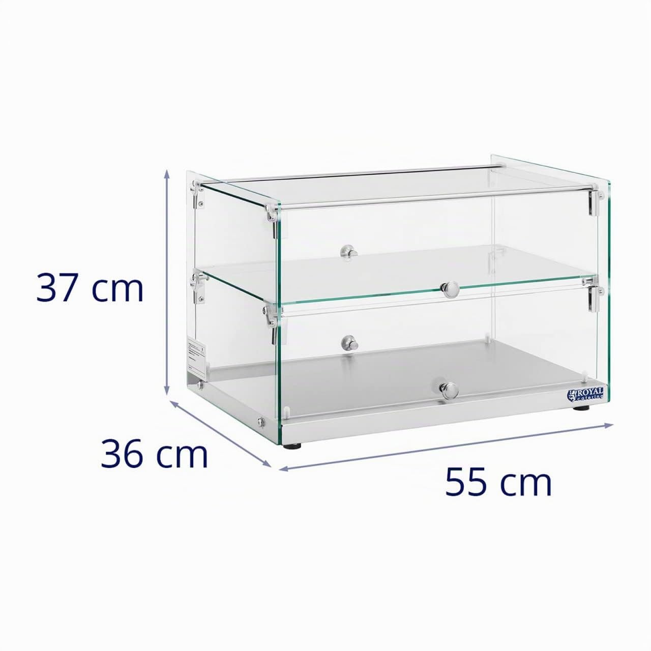Royal Catering RCKV-02-N Kuchenvitrine 50 l 2 Ebenen Buffetvitrine Kuchenvitrine Gastro Tortenvitrine Panoramavitrine