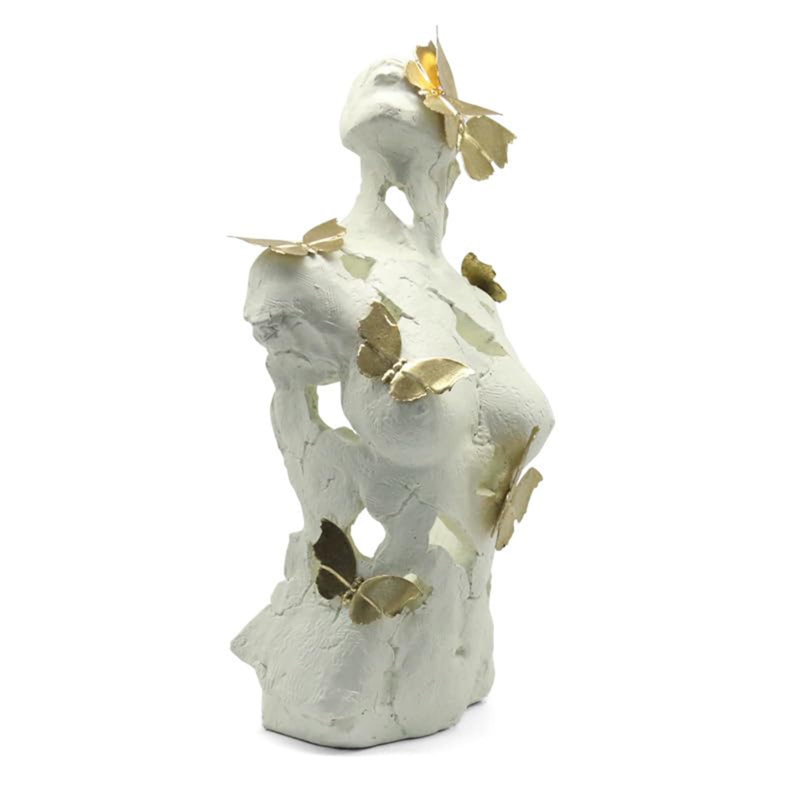 YXCQHZM Bust Female Statue with Butterflies, Woman Body Abstract Figures Modern, Resin 16" Beauty of Imperfections Sculptures Home Decor