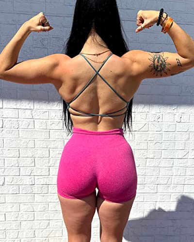 Image of Danysu Backless Sports Bra Soft Workout Tops with Removable Padded Yoga Training Bras Strappy Going Out Top