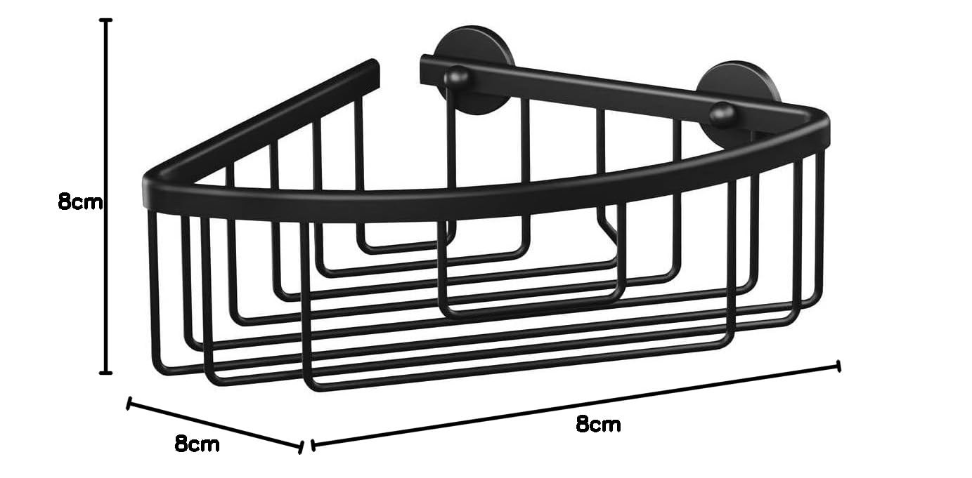 Tesa ALUXX BLACK Mensola Angolare per Doccia con montaggio a parete senza foratura, nero opaco - Per bagni in stile industriale e moderno - Con soluzione adesiva - 192 mm x 92 mm x 200 mm