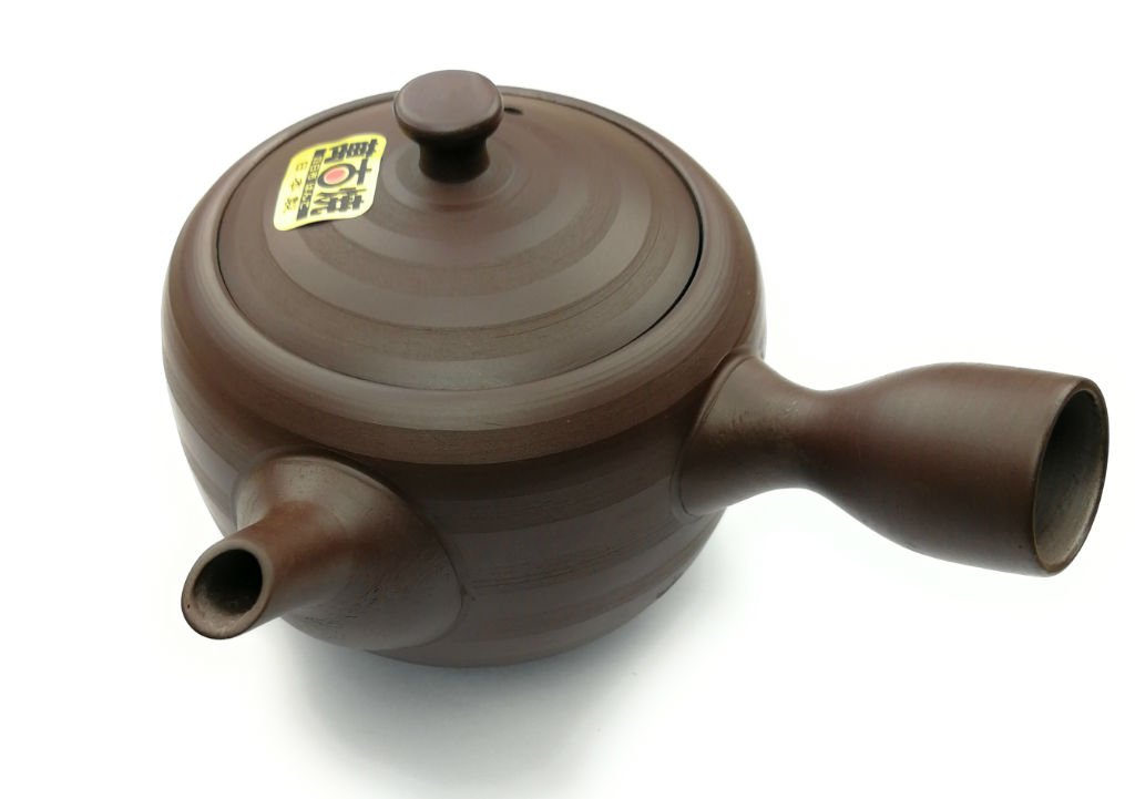 Kyusu - Teiera giapponese in ceramica, 270 ml, con manico laterale e colino da tè in acciaio inox integrato, teiera con una sola mano per la preparazione del tè verde, marrone