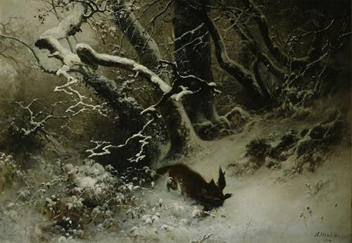 Tableau impressions d'art mural Winterlandschaft Ludvig Munthe pour chambre 60x90cm
