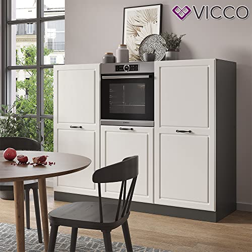 Vicco Küchenzeile Einbauküche Küchenschränke R-Line Landhaus Küchenmöbel (Anthrazit-Weiß, Block 180 cm) - Image 5