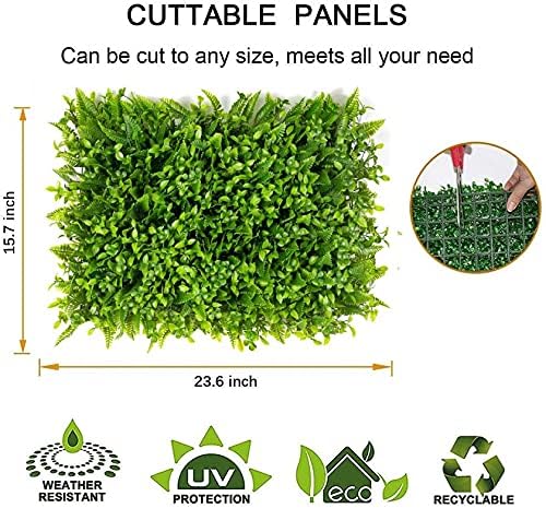 Image of Artificial Wall Grass for Home Decoration (2 Pcs), Grass Mat for Wall, Vertical Garden Artificial Plants (Natural, 60cm X 40cm x 8cm, Pack of 2)