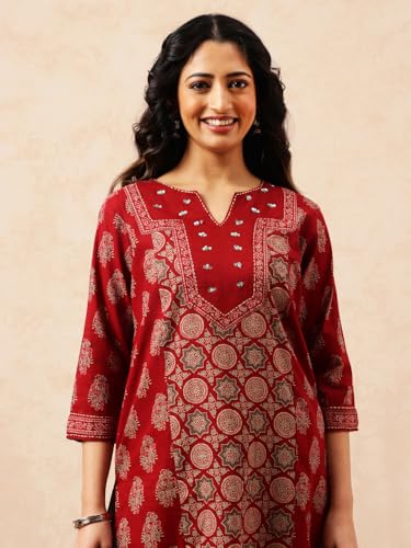 Image of Vbuyz Women Foil Print & Gota Patti Work Straight Cotton Salwar Suit | Straight Kurta Pant Dupatta | Kurta Set with Dupatta for Women | Suit Set | Ethnic Set | Printed Kurta Set