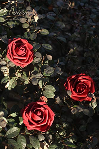 image for Floroom Artificial Flowers 25pcs Real Looking Dark Red Foam Fake Roses