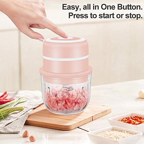 Electric Mini Food Chopper, Vegetable Chopper, Wireless Portable Food Chopper, Improved Parts, 1.2 Cup Glass Bowl Food Mixer, Te Bowl Is Larger Than Similar Products, Used For Garlic/Fruit/Vegetable
