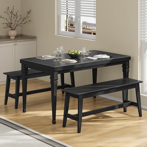 Image of HOOBRO 39.3'' Bamboo Dining Bench, Farmhouse Kitchen Table Bench, Kitchen & Living Room Furniture, Easy to Assemble, Sturdy and Stable, Black BK03CD01G2