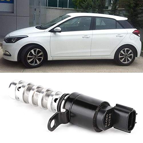 Terisass Magnetventil 24375-03010 Auto Nockenwellen-Magnetventil-Austauschsatz mit variabler Steuerzeiten, Aluminium, Passend für Picanto, Rio, i10, i20 2011-2018, Silber