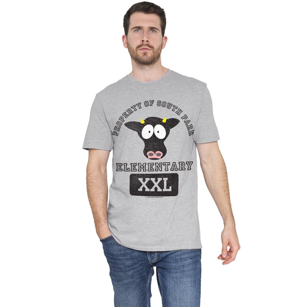 South Park Cows Unisex T Shirt, Athletic Heather, Large Charcoal