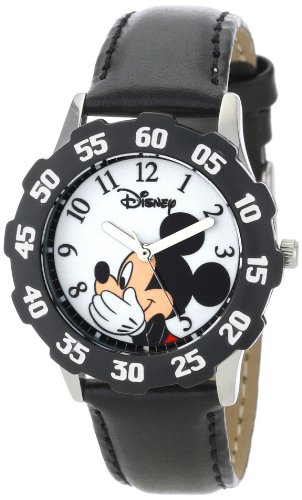 Image of Disney Mickey Mouse Kids' Bezel Stainless Steel Time Teacher Analog Nylon Strap Watch